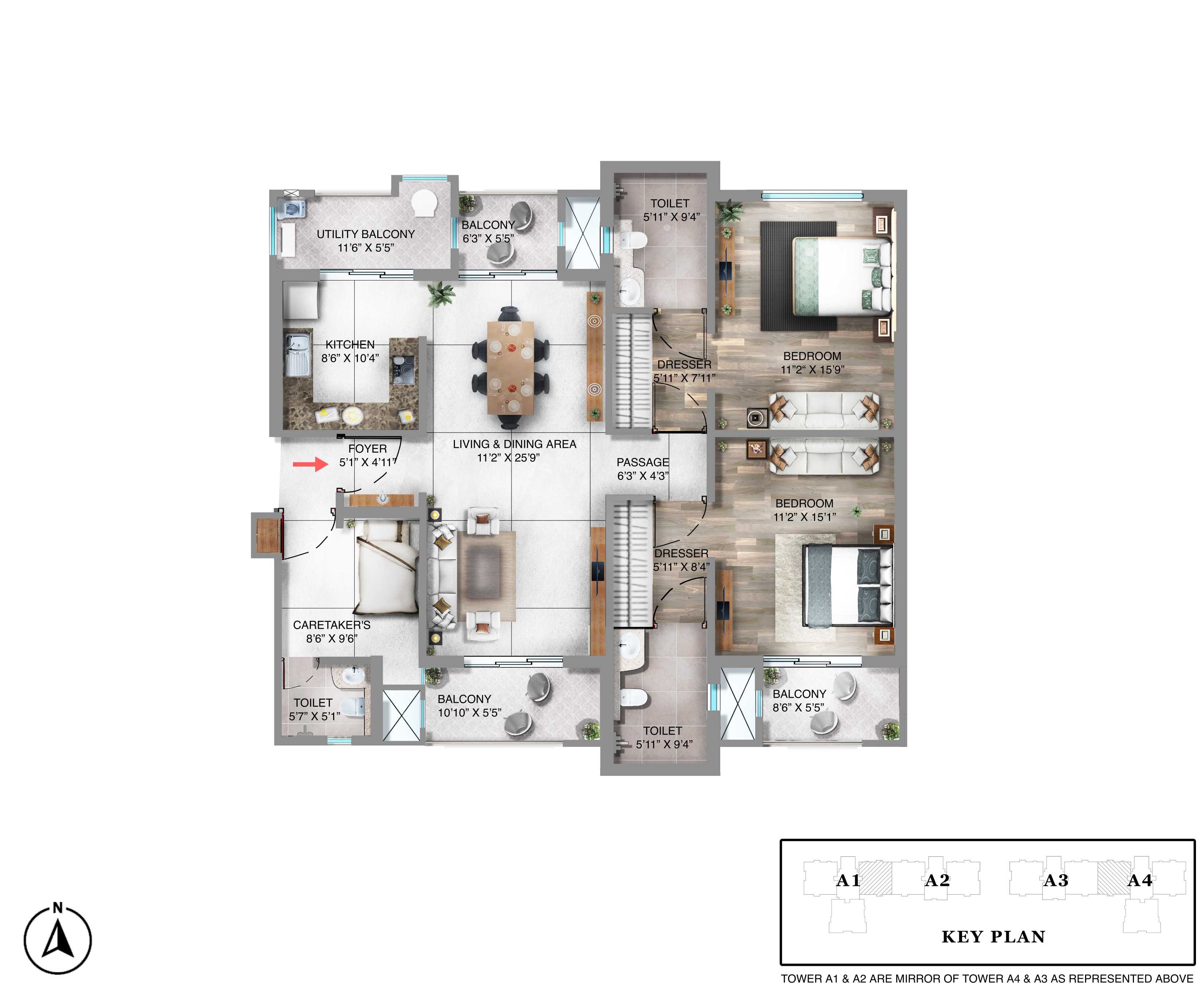 Type C/D Floor Plan — 1,893 sq.ft.